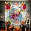 Skull Rose Curtains Retro Tricky Dark Ins Secret Room Bar Bedroom Halloween Christmas Holiday Decoration Curtains 2PCS