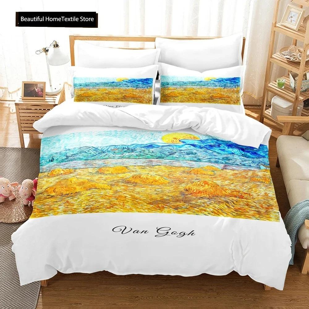 Abstrakt Van Gogh Oljemålning Påslakanset King Queen Storlek Täcke Överdrag För Barn Pojkar Flickor Tonåringar Polyester Sängkläder