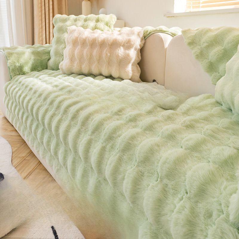 Poduszka na sofę z pluszowym królikiem i kotem Zimowy gruby ciepły pokrowiec na sofę Pluszowy pokrowiec na ręcznik