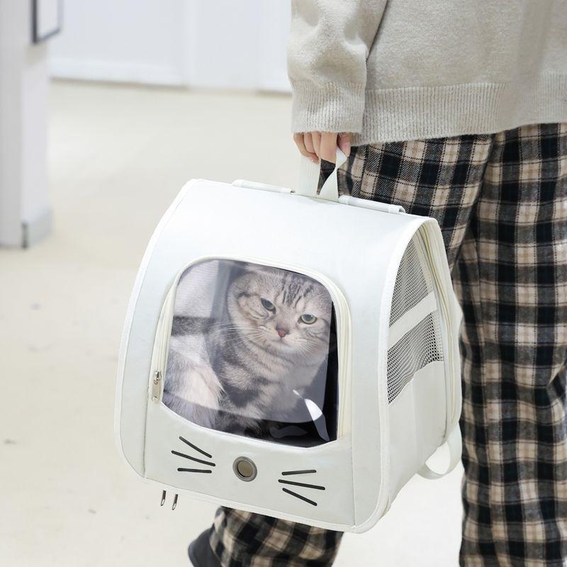 Foldable Transparent Cat Backpack - Portable Double Shoulder Outdoor Carrier