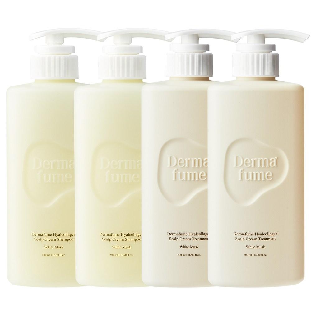 Dermapume Hyal Collagen Scalp Shampoo 500ml 2 pcs + Treatment 500ml 2 pcs White Musk Scent, 1 set