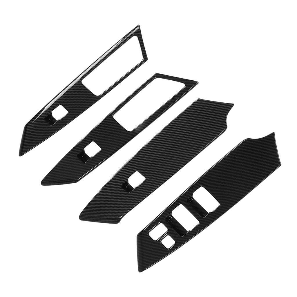 4pcs Door Armrest Window Switch Trim Carbon Fiber Style Replacement for Mitsubishi Pajero Montero Shogun Sport 19‑21