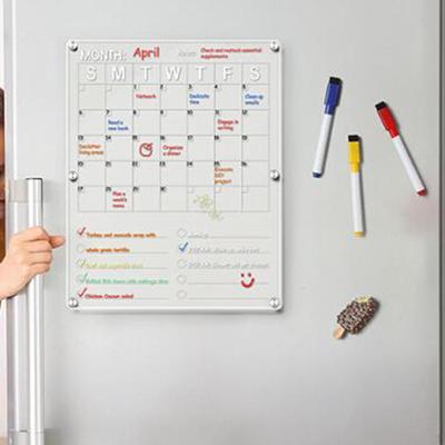 Trocken abwischbare Tafel für den Kühlschrank, Memo-Erinnerung, tragbare To-Do-Liste aus transparentem Acryl, Monatskalender