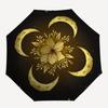 Golden Moon Phases and Floral Mandala Wall Art PrintUmbrella, Portable 3-Fold Umbrella for Men & Women,Christmas Gift ES109