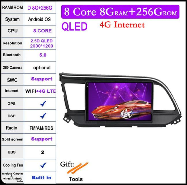 DSP Android 14 For Hyundai Elantra 6 2019 2020 QLED IPS Car Stereo Radio Multimidia Video Player Navigation GPS Carplay