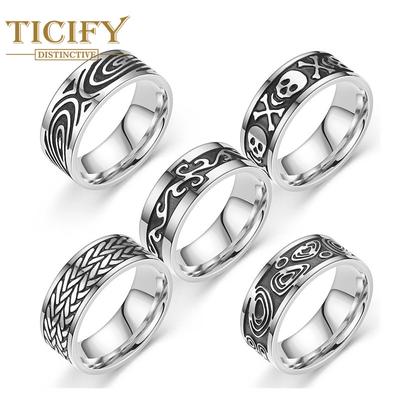 Retro Wind Titanium Steel Rings Fashion Sculpting Oil Men's Ring