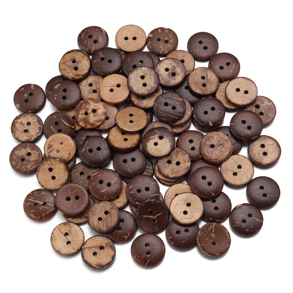 10-100pcs/lot Natural Coconut Shell Buttons 2-Holes Round Wooden Button For Handmade Home Decoration DIY Garment Sewing Material