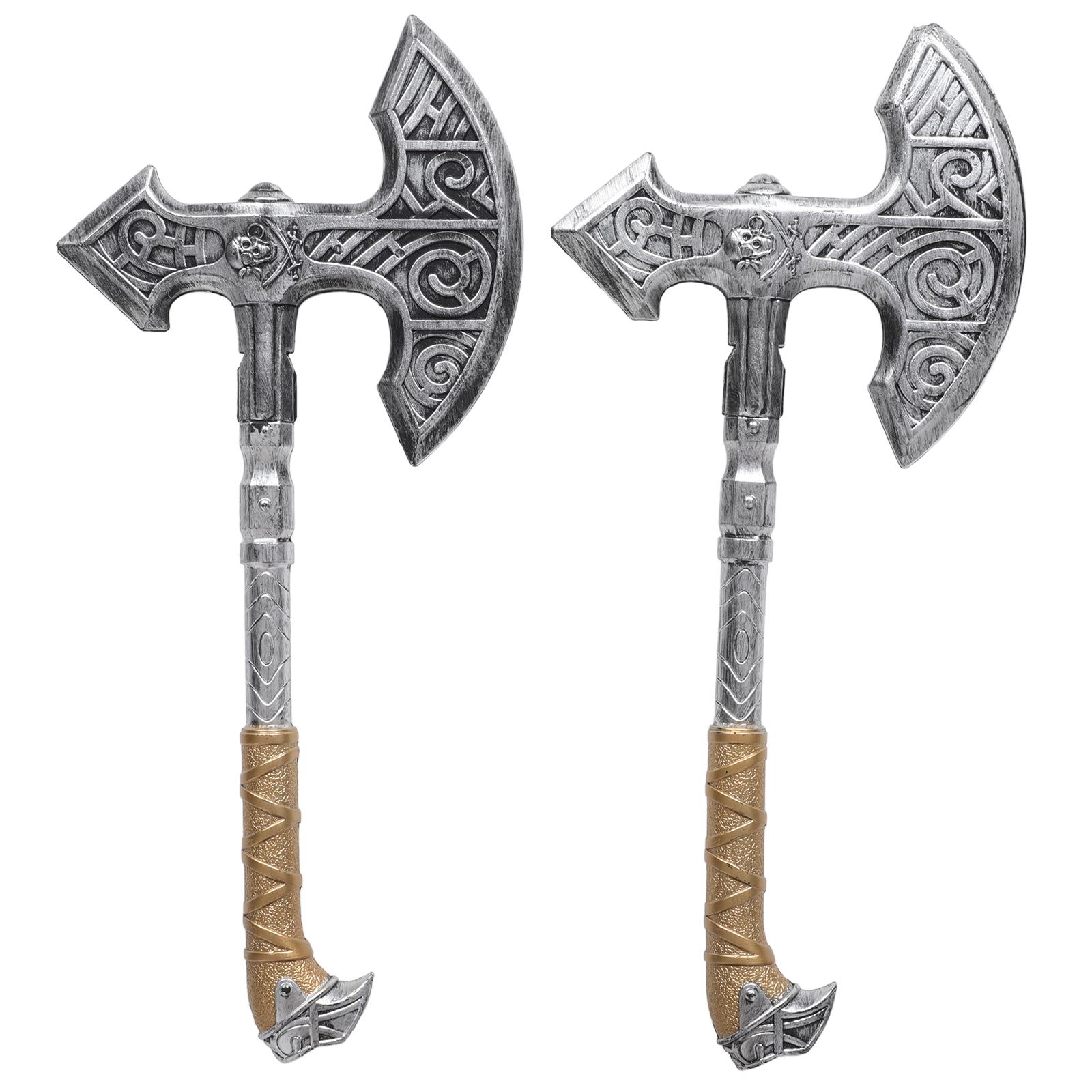 

2pc Fish Bone Ax Ornaments kids Halloween Cosplay Costume Haunted House Prop Children Plastic Toy Fake Fish Bone Ax Party Supply срібний