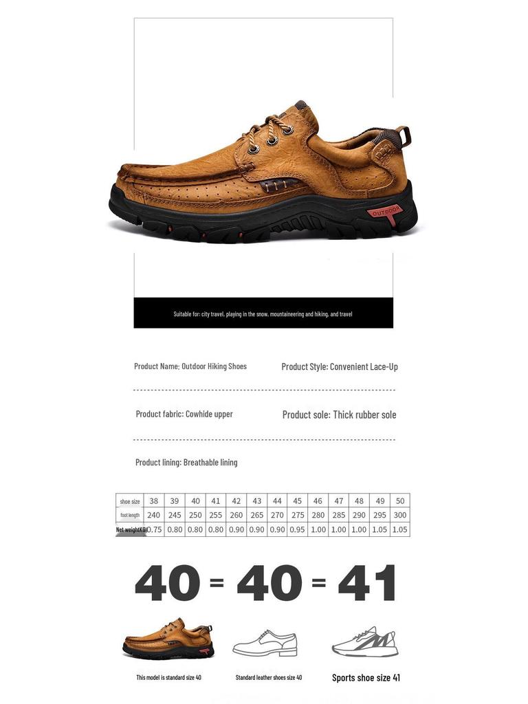 Men's Genuine Leather Thick Sole Hiking & Casual Shoes