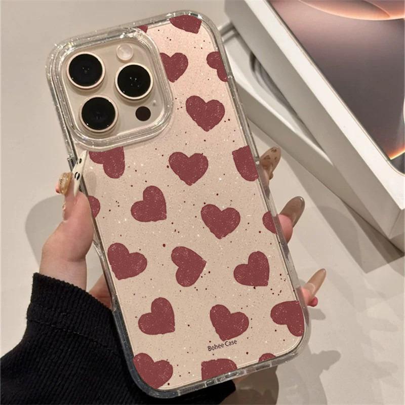 Minimalistisches Herz Glitzer Transparentes Handyhülle Für iPhone 17 Pro Max 16 15 14 13 12 11 XS XR X 7 8 Plus 17E Air Stoßfest Weiche Hülle
