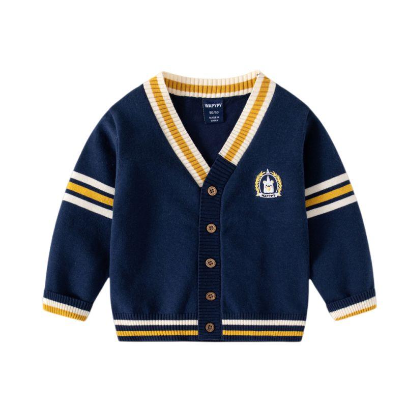 Children's Clothing Spring and Autumn Coat V-neck Embroidery Kids' Sweater