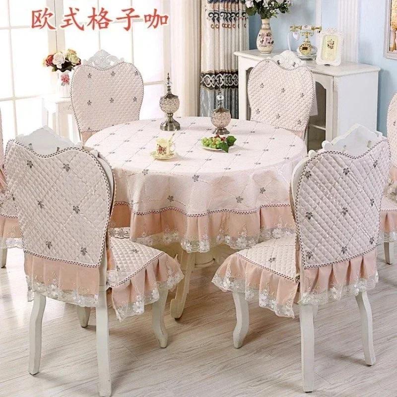 Thickened Retro Printed Tablecloth Chair Cushion Back Cover Household Dining Desk Coffee Table Mat Dustproof Table Covers
