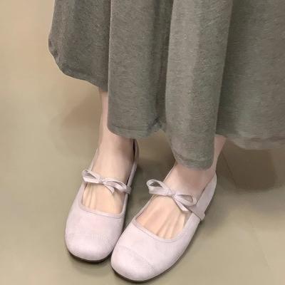 Not Tired Feet French Temperament Bow Elegant Doudou Shoes 2025 Wear Small Fragrant Style Outside, Shallow Mouth Inner Height Increase Single Shoes W