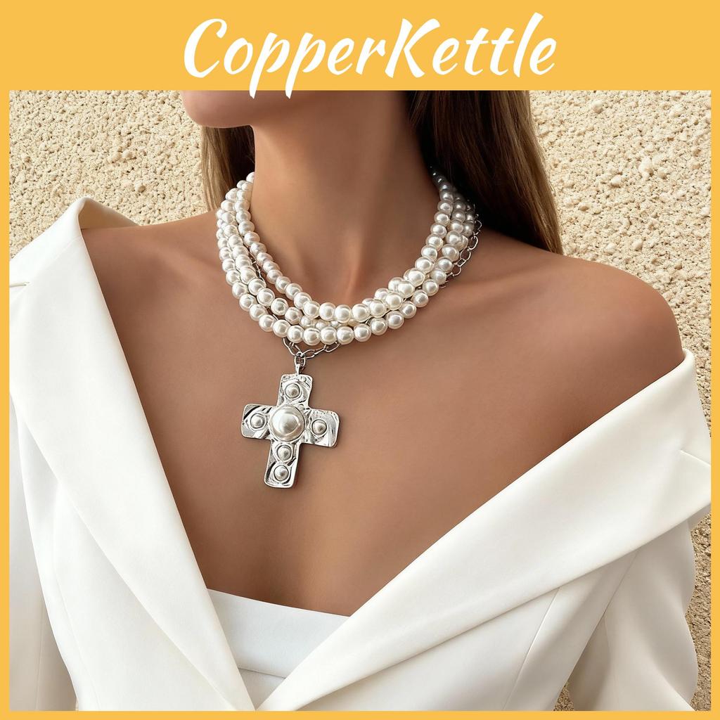 Punk Girl Cross Pendant Necklace With Geometric Alloy Design For Fashion Daily Wear