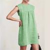 Fashionable New Summer Loose Women's Casual Cotton Linen Solid Color Dress