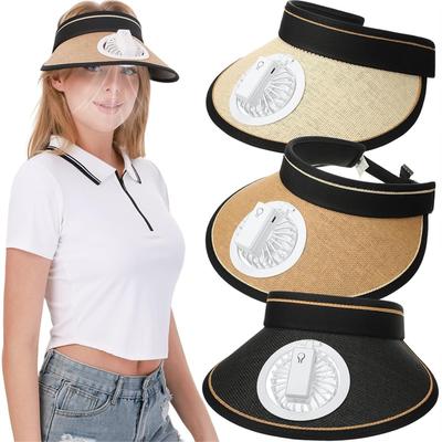 Nouveau Chapeau de Soleil à Ventilateur Solaire Ultraléger, Chapeau Visière UV avec Ventilateur Rechargeable, Chapeau de Plage Réglable Unisexe pour l'Été
