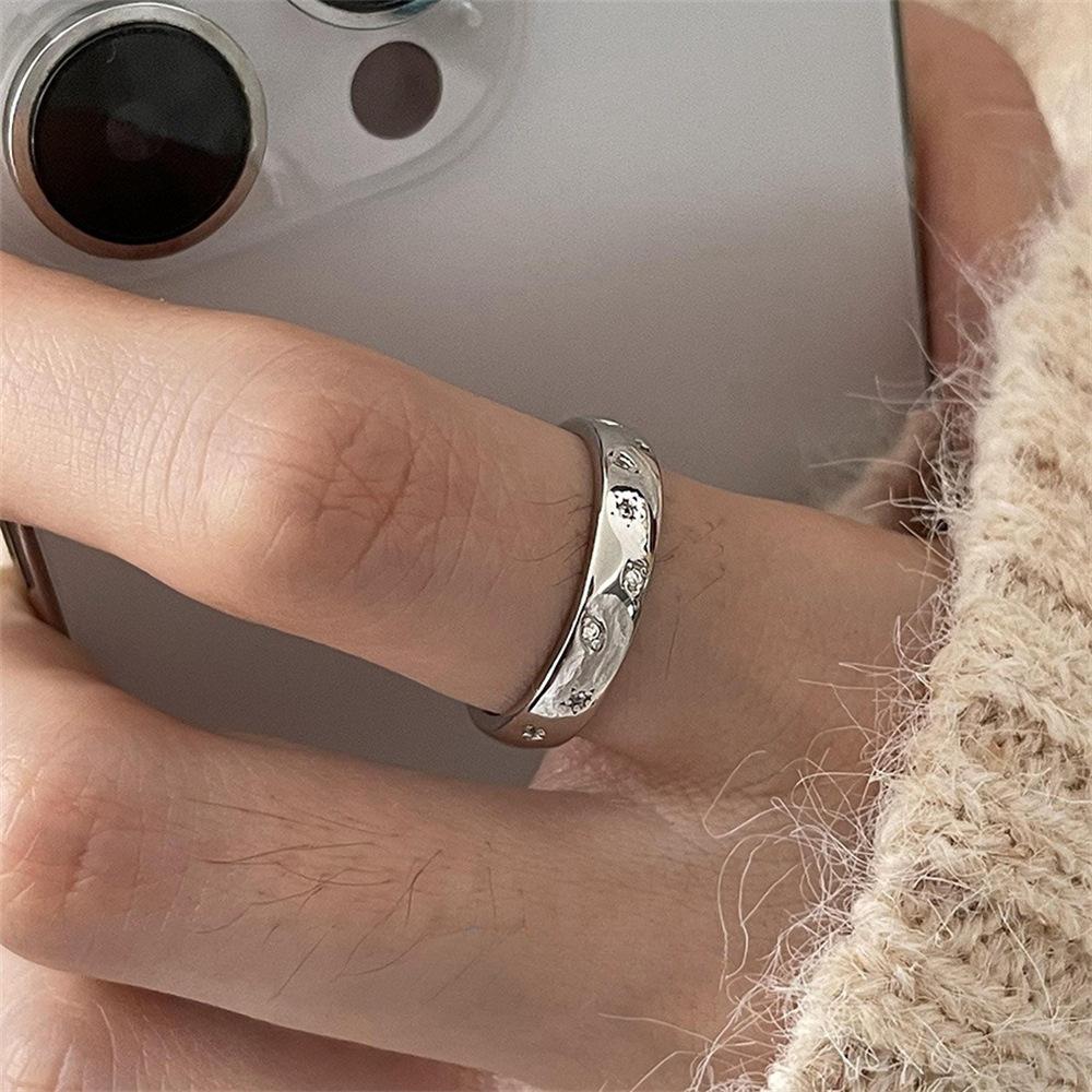 Retro Heavy Industry S plain ring, non-fading opening adjustable index finger ring
