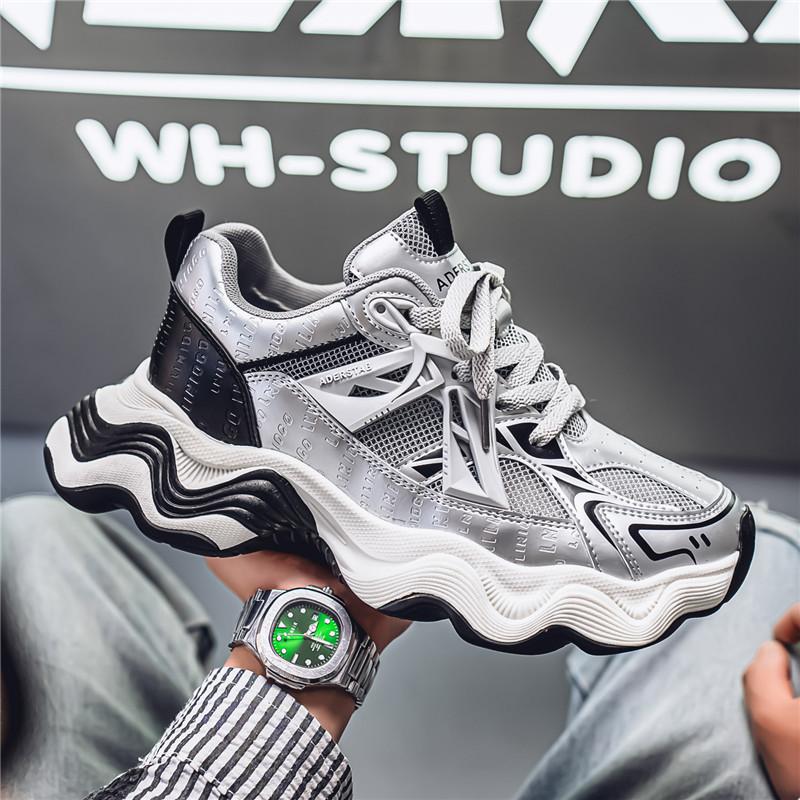 

2025 New Men s Mesh Breathable Casual Sneakers Thick Bottom Soft Bottom Anti slip Outdoor Running Shoes Zapatillas Deportivas 44