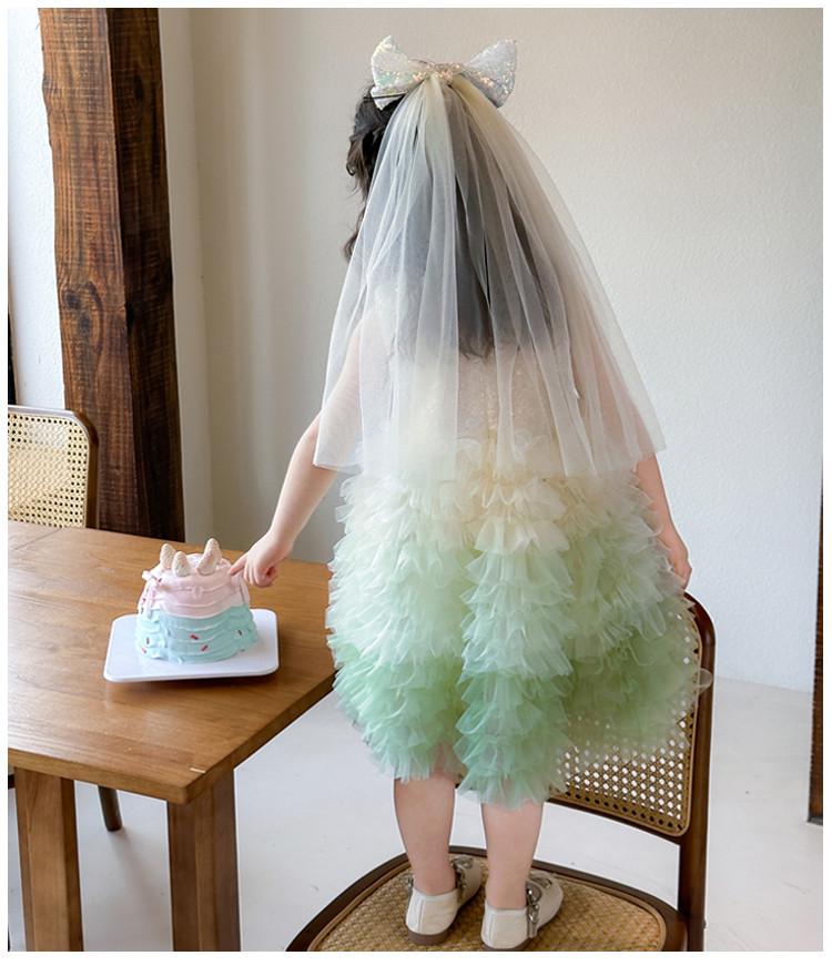 2025 Princess Birthday Dress - Girls Summer Puffy Gauze Gown 140cm