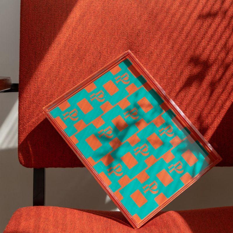 Поднос с узором PILY PLACE (M) Brown Yellow