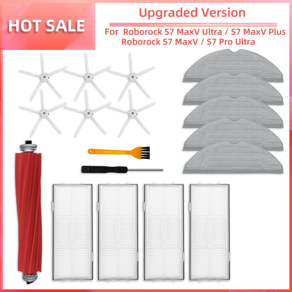 Compatible for Roborock S7 MaxV Ultra S7 Pro Ultra Accessories S7 MaxV Plus Robot Vacuum Main Side Brush Mop Filter Dust Bag