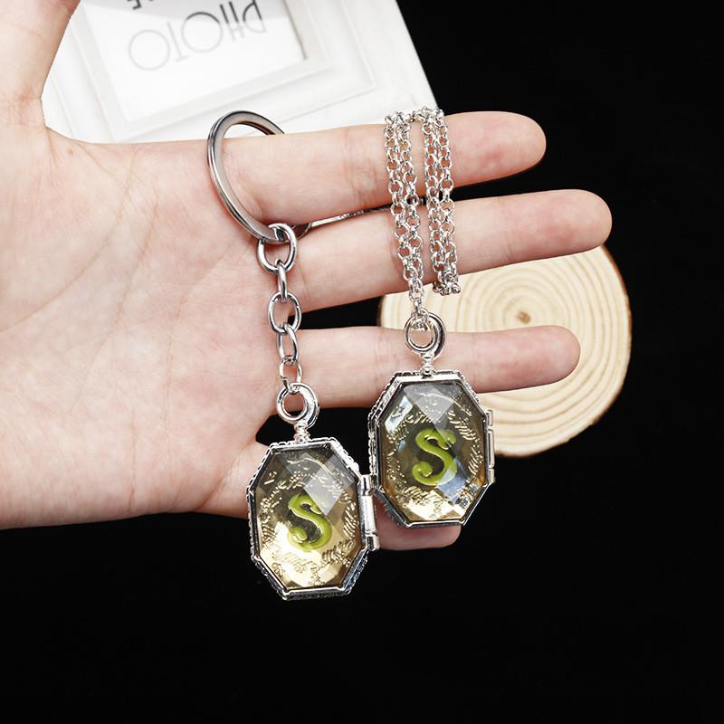 Harry Potter Slytherin Pendant Necklace With Box Keychain For Harry Potter Fans