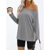 Women S Color Block Off Shoulder Hooded Long Sleeve Casual Sports T Shirt