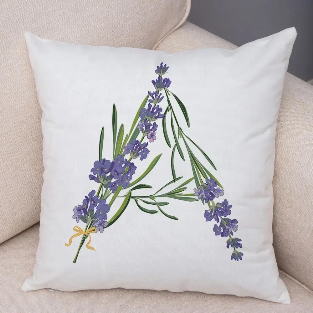 Lavender Letter Cushion Cover Sofa Home Car Decoration Living Room Bedroom Pillowcase 45X45Cm Pillowcase