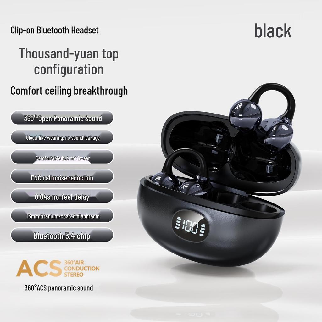 S6pro Wireless Open-Ear Bluetooth Earphones with Digital Display - Compatible with Huawei Cross-Border