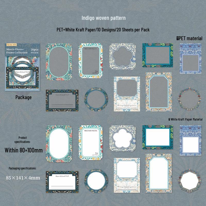 A Beautiful Day Large Morris Floral Frame Border Sticker Pack for DIY Journal Decoration