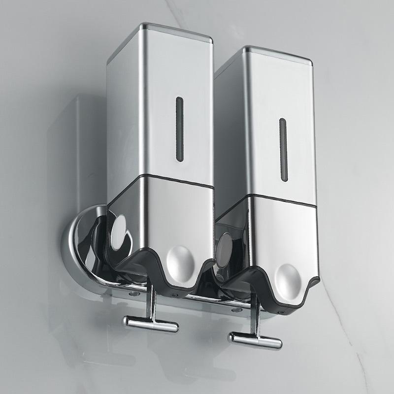 Wall-Mounted Dual Soap Dispenser with Double Hook for Bathroom & Kitchen