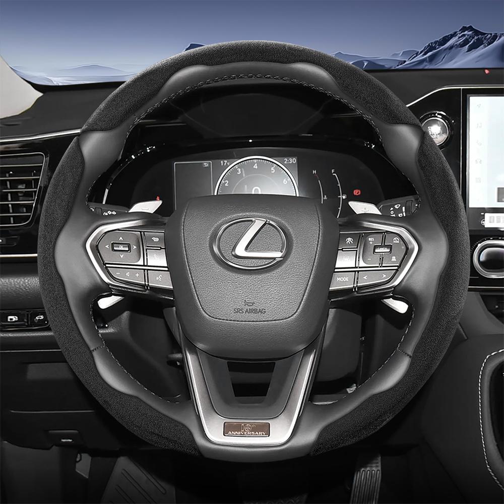 Suitable for Lexus Sports Suede Steering Wheel Cover, Split Snap-On Type, Non-Slip and Durable, for Models Such as Rx Nx Es Gx Lbx Ux Is Rz Lx