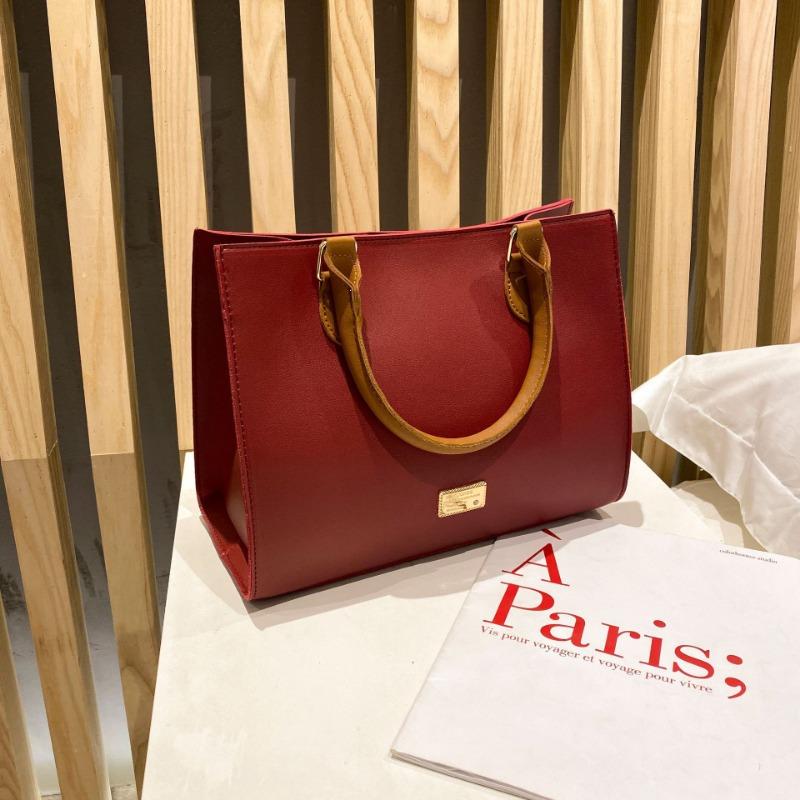 

Ретро женская сумка через плечо на заказ большой вместимости кожаная портативная сумка-тоут OEM бордовый