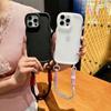 Candy Color Silicone Soft Phone Case with Wrist Strap For iPhone 16 Pro Max 15 14 13 Wave Edge Frame Protective Cover