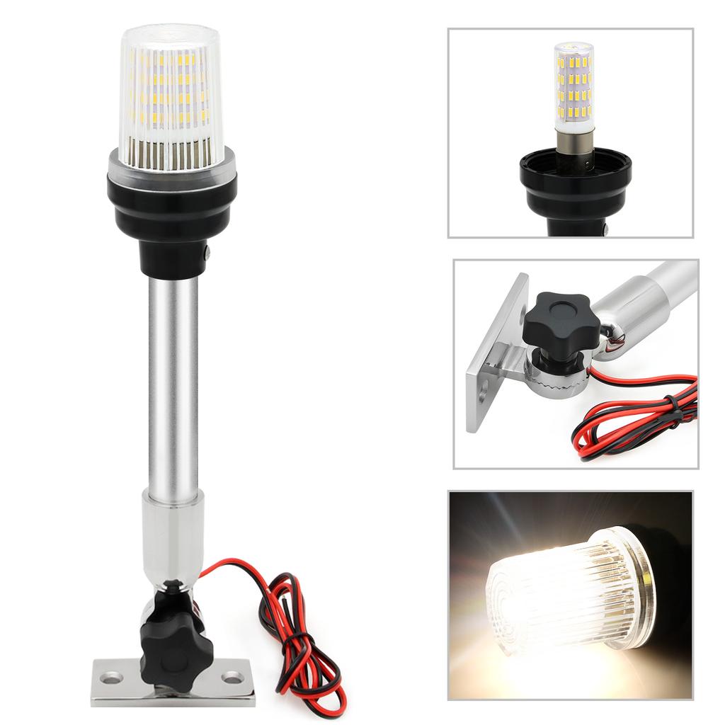 12Inch Fold Down Boat LED Navigation Light for Yacht Marine Navigation Anchor Light 12V Sailing Signal Light 360 Degree Round 7