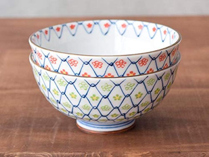 Tableware East Lightweight Porcelain Rokubei Tea Mesh Small Flower Set of 2 Japanese Tea Japanese Tea Tea Tea Rice Lightweight Tableware Bowls,