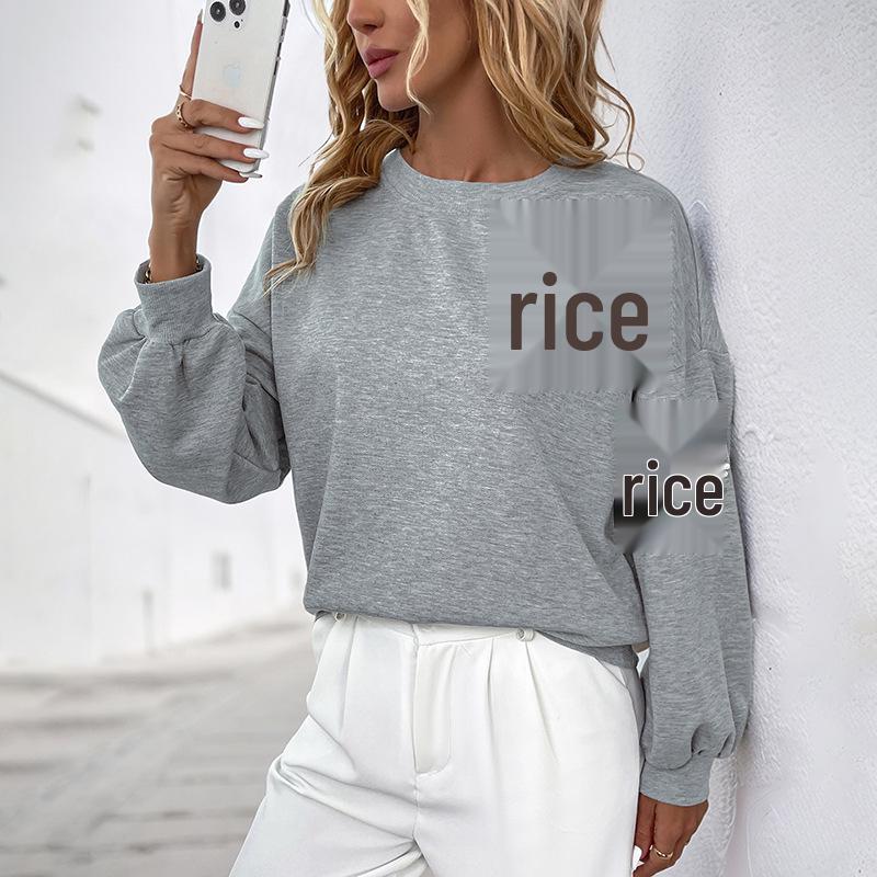 Women's Flower Beaded Hollow-Out Pullover Hoodie, Round Neck Loose Casual Autumn Top