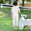 Stylish Chiffon Two-piece Suit for Middle-aged Women - Loose Short-sleeved Summer Set