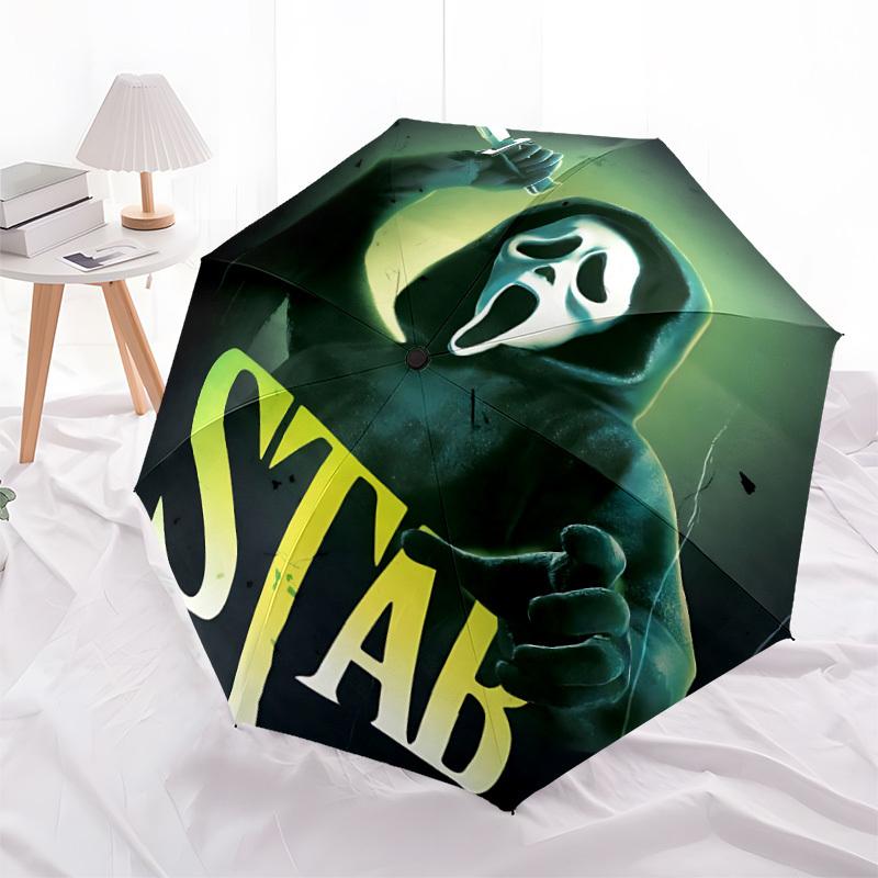 1 Stück Scream Stab Scream Automatischer Öffnungs-/Schließschirm Faltbarer Schirm, Tragbarer Kompakter Reiseschirm, Geburtstags-/Weihnachtsgeschenk für Männer & Frauen