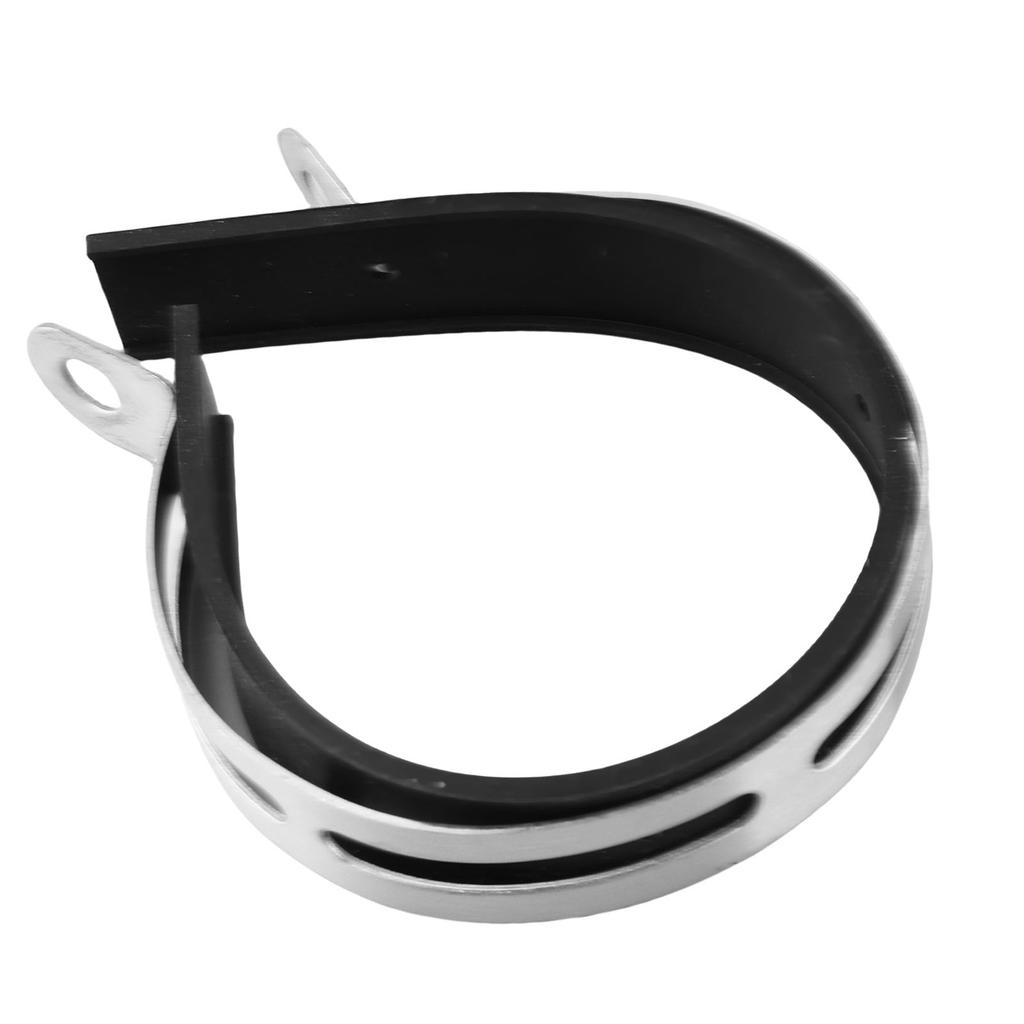 3.9in Motorcycle Exhaust Pipe Clamp Fixed Ring Stainless Steel Clip with Rubber Strip Universal