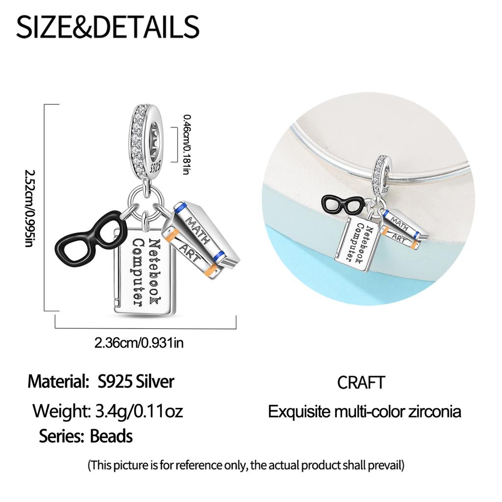 Copper Back To School Season Backpack Laptop Earbuds Pendant Fit Original Charms Bracelets Women Diy Jewelry Gift