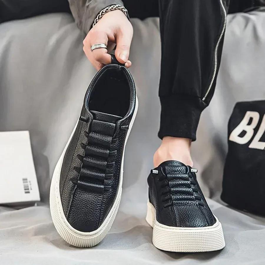 Sneakers Men Fashion Lace-Up Round Toe Flat White Mens Running Tenis Platform Zapatillas De Deporte Casual Comfort Board Shoes