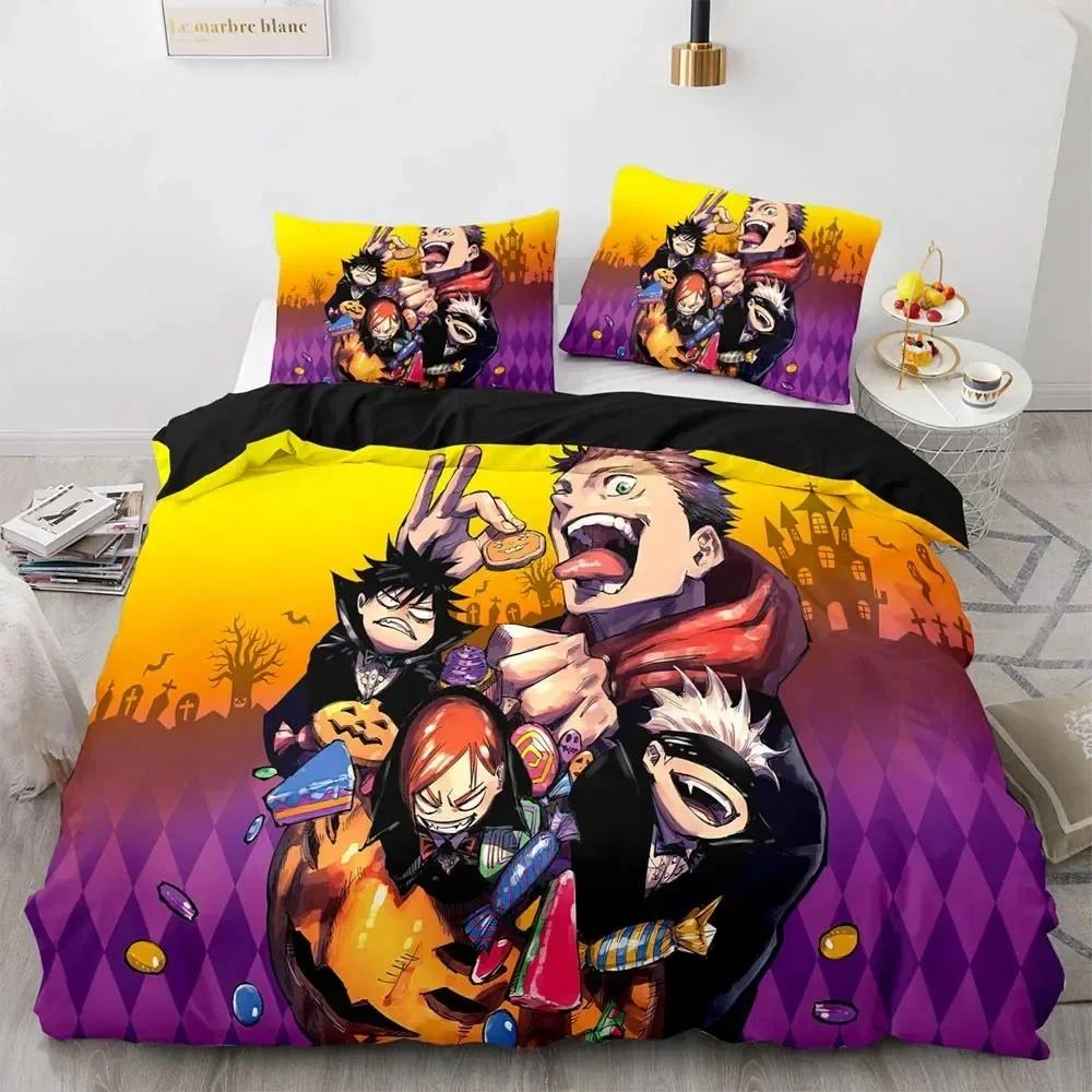 Set Biancheria da Letto Anime Jujutsu Kaisen Copripiumino Copri Piumone per Camera da Letto Singolo Twin King Size Coperta Tessile per la Casa