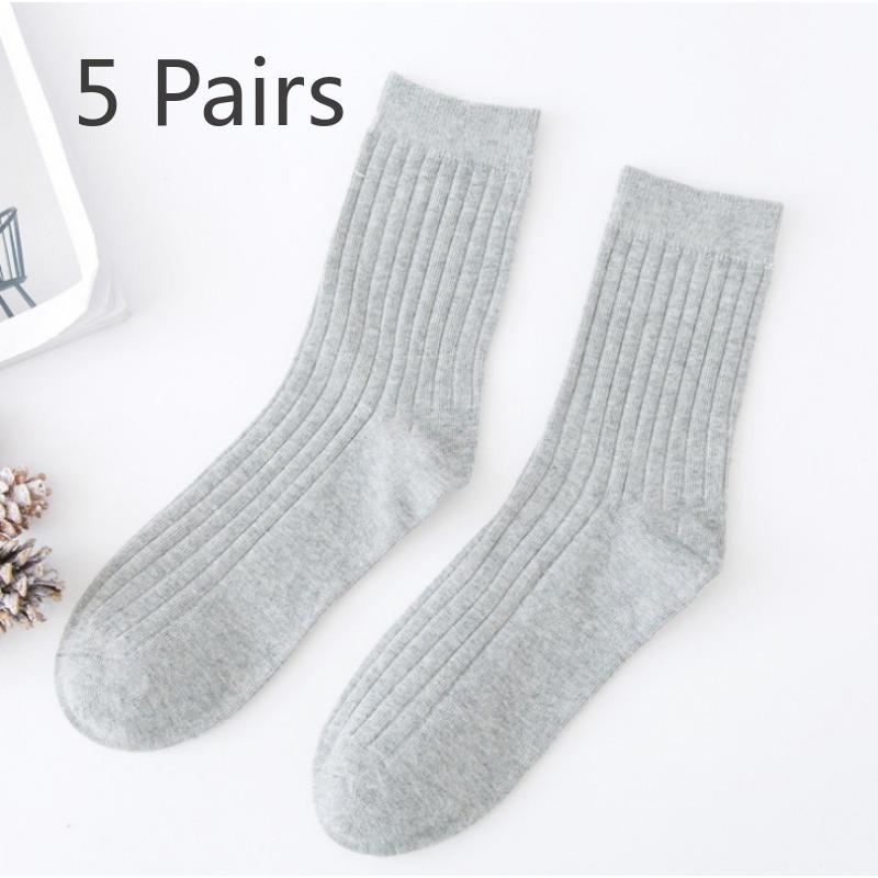 

5 Pairs of Men s Spring and Summer New Fashion Pure Color Thin Style Sweat Absorbing Breathable College Wind Tube Socks 5 Pairs світло-сірий колір
