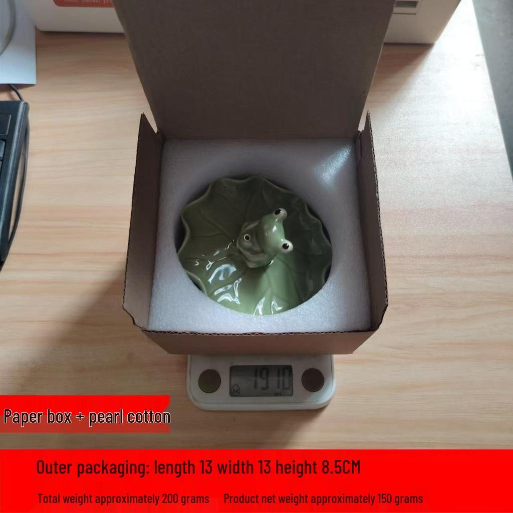 Lotus Leaf Frog Ceramic Incense Holder for Home