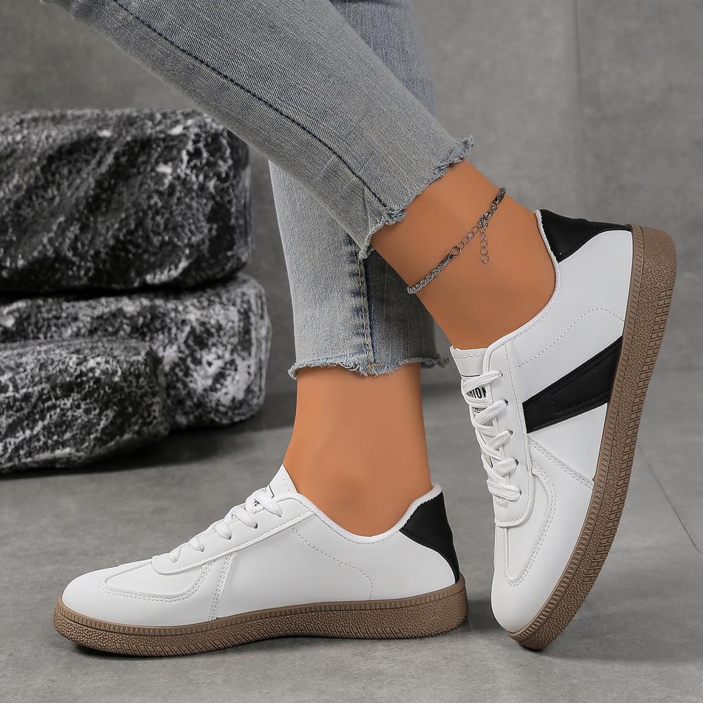 Damen weiße und hellgraue niedrig geschnittene Schuhe - Schnür-Flats, für alle Jahreszeiten geeignet, einfache und lässige Sportschuhe