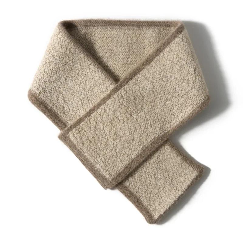 Cashmere Through-Hole Small Scarf Toweling Terry Knitted Neck Warmer Women Autumn Winter Cowl Men Soft Wool Cashmere Accessories