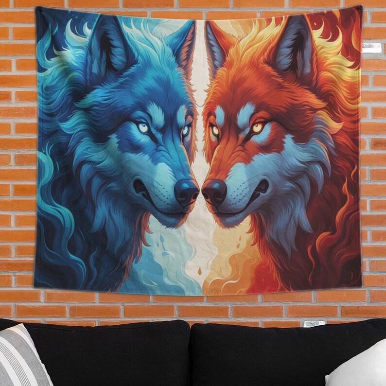 Wolf tapestry 75x100 чёрный