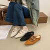 Large size woven bag head half slippers women's summer new bow hollow holiday cool slippers