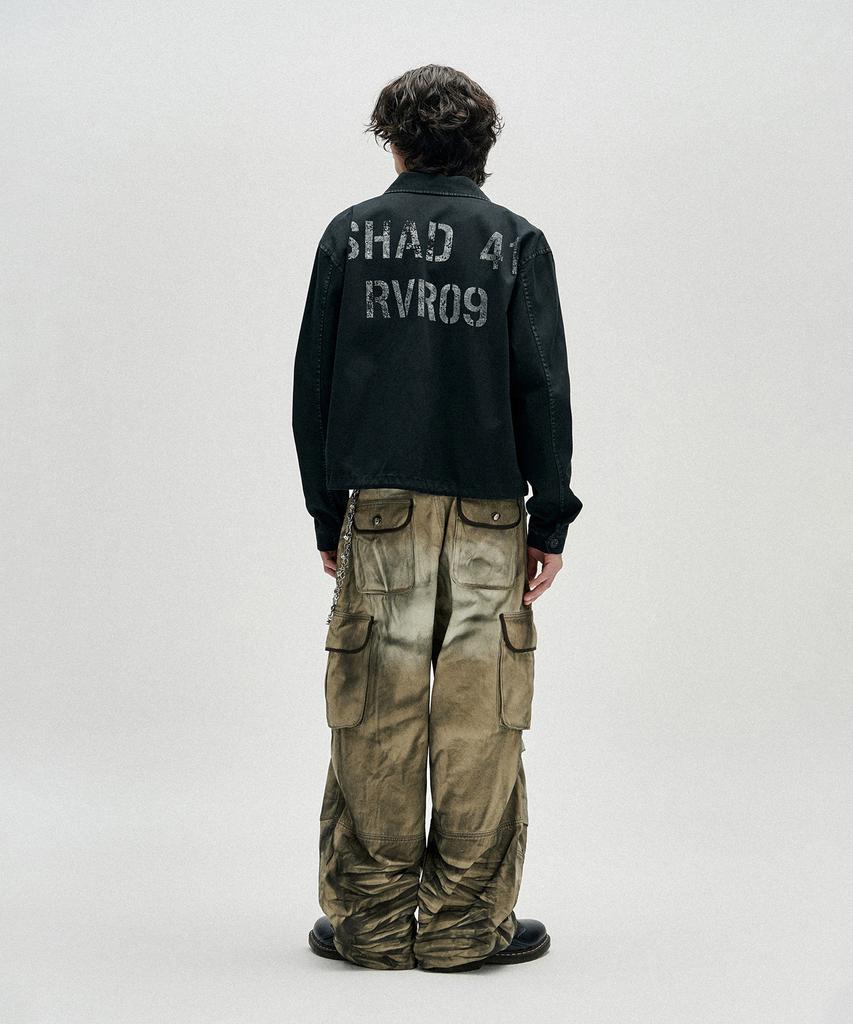 NOT4NERD Dirty Washed Parachute Cargo Denim Pants - Beige